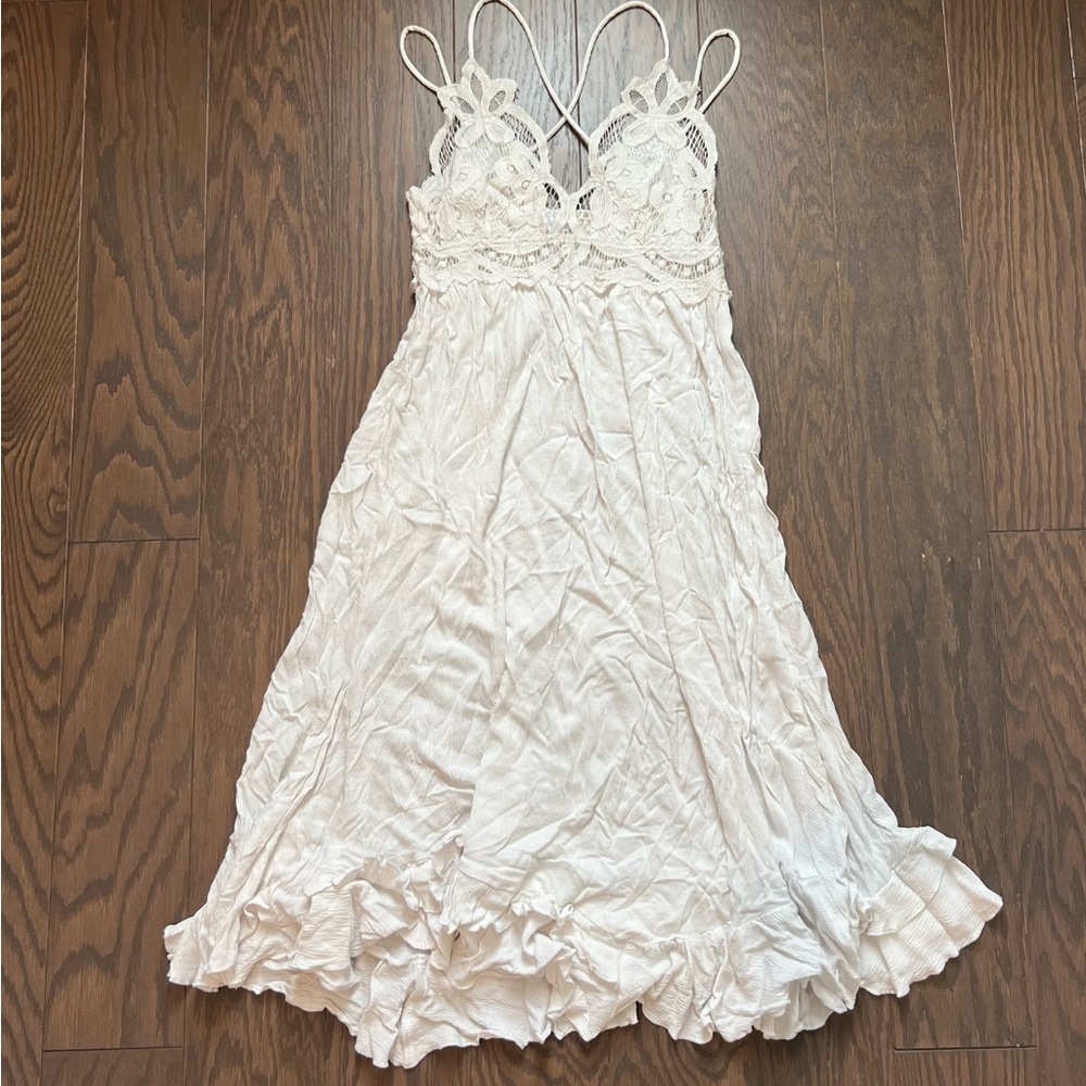 Skylar + Madison Cream Lace Smocked Bodice Dress